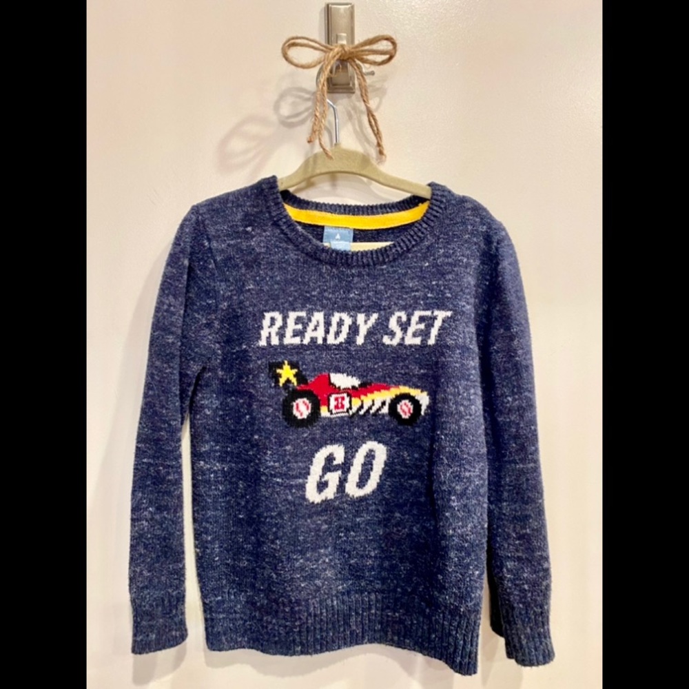 Baby Gap 3T “Ready Set GO!” Race Car Sweater 🚗💙